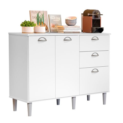 Armario Cozinha Balcão Star 2 Portas 1 Gavetão e 2 Gavetas:branco