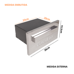 Caixa Correio Embutir Inox 20cm Profundidade Luxo - 2
