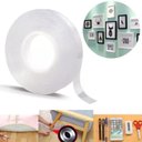 Ver imagem 1 de Fita Adesiva Magica Nano Super Dupla Face Cola Tudo Reutilizável Lavável Rolo 3 Metros