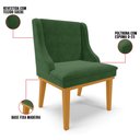 Ver imagem 3 de Kit 8 Cadeiras Estofadas para Sala de Jantar Base Fixa de Madeira Castanho Lia Suede Verde - Ibiza