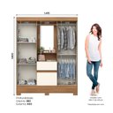 Ver imagem 3 de Guarda-Roupa Solteiro 4 Portas 2 Gavetas BS01 Off White/Cinamomo