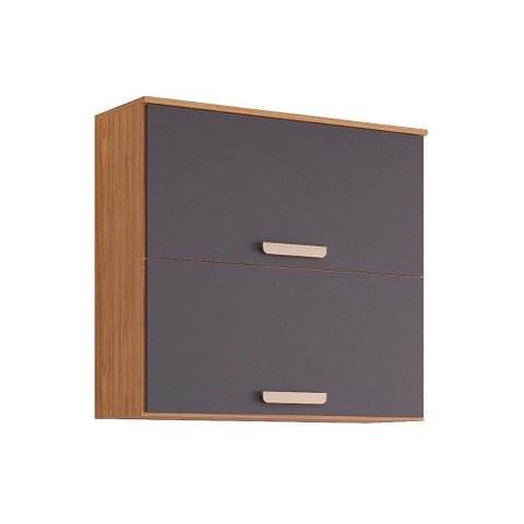 Armário Aéreo P- Cozinha Bella C-2portas Basculantes 80 Cm Freijo-titanium - Mgm