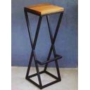 Ver imagem 2 de Banqueta para Balcão de Bar e Cozinha com Suporte Pés de Metalon Assento de Madeira - Preto