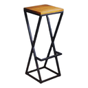 Ver imagem 4 de Banqueta para Balcão de Bar e Cozinha com Suporte Pés de Metalon Assento de Madeira - Preto