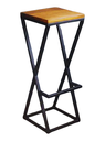Ver imagem 4 de Banqueta para Balcão de Bar e Cozinha com Suporte Pés de Metalon Assento de Madeira - Preto