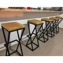 Ver imagem 3 de Banqueta para Balcão de Bar e Cozinha com Suporte Pés de Metalon Assento de Madeira - Preto