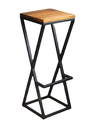 Ver imagem 1 de Banqueta para Balcão de Bar e Cozinha com Suporte Pés de Metalon Assento de Madeira - Preto