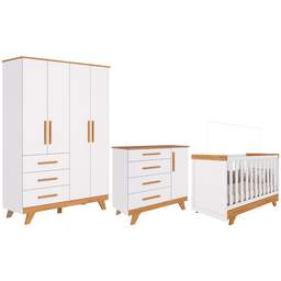Quarto Bebê Retrô Completo com Guarda Roupa 4 Portas Berço Mini Cama Cômoda 4 Gavetas 100% Mdf - 2