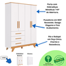 Quarto Bebê Retrô Completo com Guarda Roupa 4 Portas Berço Mini Cama Cômoda 4 Gavetas 100% Mdf - 7