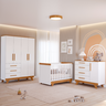 Quarto Bebê Retrô Completo com Guarda Roupa 4 Portas Berço Mini Cama Cômoda 4 Gavetas 100% Mdf - 1