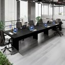 Ver imagem 2 de Mesa de Reunião Corporativa 480cm para 8 Pessoas com Caixa de Tomadas Corporate Preto