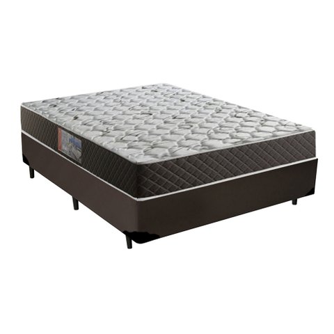 Cama Box Casal Colchão Mola Ensacada Acolchões + Box Sintético 68x138x188:Marrom