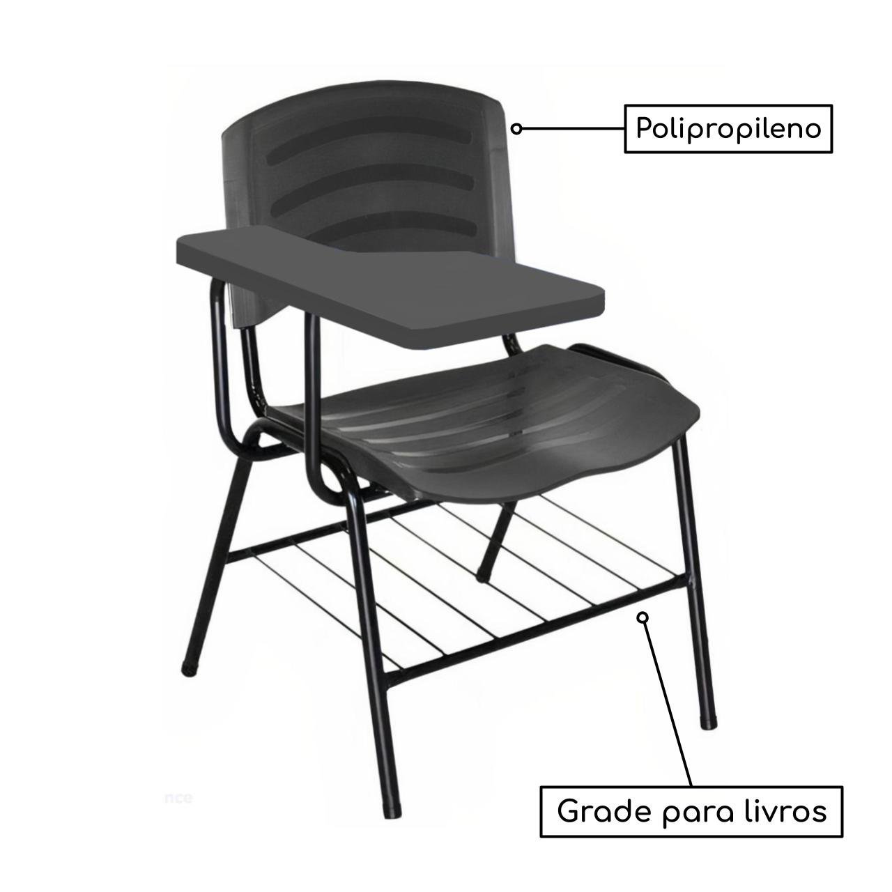 Cadeira Universitária Plástica Prancheta PLÁSTICA - COR PRETO - POLLO MÓVEIS - 34020 - 3