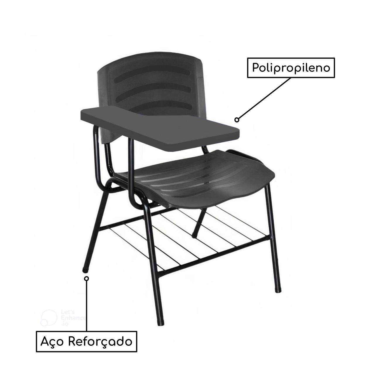 Cadeira Universitária Plástica Prancheta PLÁSTICA - COR PRETO - POLLO MÓVEIS - 34020 - 2