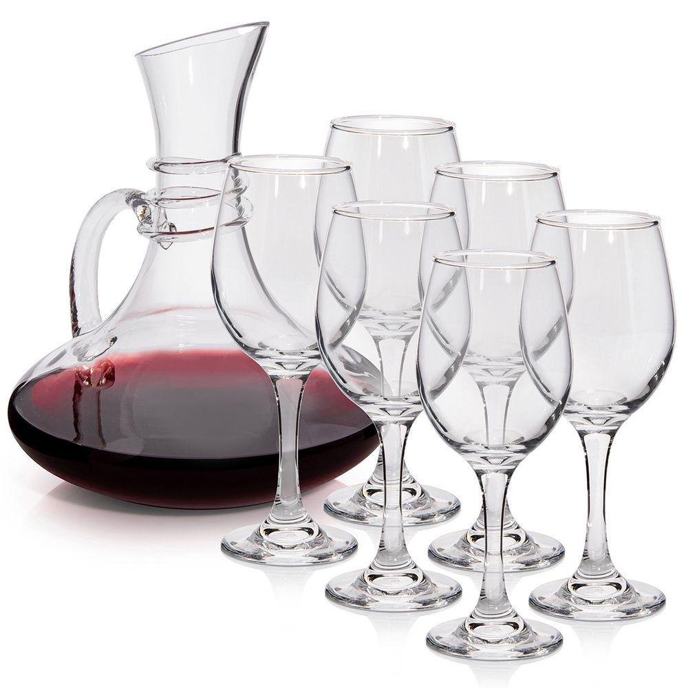 Conjunto de Taças 320ml e Decanter 1,5l em Vidro Gourmet Mix