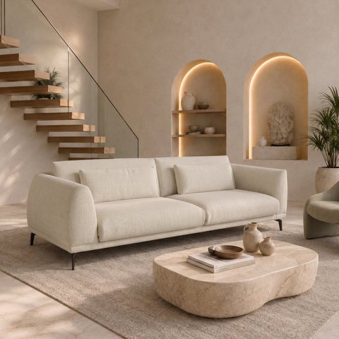 Sofá Living 4 Lugares com Almofadas 230cm Siena