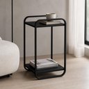Ver imagem 1 de Mesa Lateral para Sala de Estar 40cm Orgânica Industrial Alek A03 Nero Preto - Lyam Decor