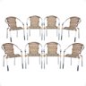 8 Cadeira Maresia Aluminio Polido Fibra Sintetica Tr. Simples - Capuccino - 1