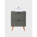 Ver imagem 3 de Gabinete para Banheiro com Tampo e Cuba 60cm Retro Mdf Verde Milano - On Móveis