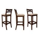 Ver imagem 2 de Kit 5 Banquetas Alta Estofada para Bancada Madri Madeira Capuccino Suede Bege Ccs
