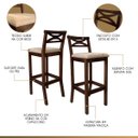Ver imagem 4 de Kit 5 Banquetas Alta Estofada para Bancada Madri Madeira Capuccino Suede Bege Ccs