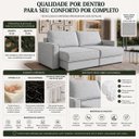 Ver imagem 4 de Sofá Retrátil Nero 2,40m Molas Ensacadas Tecido Linho - Cinza