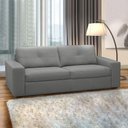 Ver imagem 1 de Sofá Decorativo Mendes 3 Lugares Sala de Estar 235cm Pés em Madeira Couro Grafite G88 - Gran Belo