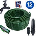 Ver imagem 1 de Mangueira De Jardim 15m Metros Reforçada Trançada + Torneira Reforçada + Fita Veda Rosca | Ledmang