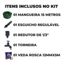 Ver imagem 2 de Mangueira De Jardim 15m Metros Reforçada Trançada + Torneira Reforçada + Fita Veda Rosca | Ledmang