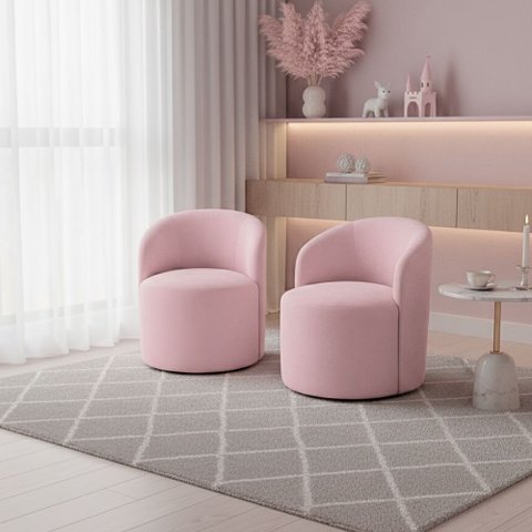 Kit 02 Poltronas Curva Orgânica Nature Gaia Veludo Rosê - Montanaris Decor