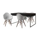 Ver imagem 6 de Mesa Jantar Industrial Preta 137X90Cm Base Ferro Preto Com 4 Poltronas Brancas Cor: Preto