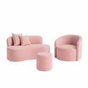 Ver imagem 2 de Conjunto 01 Poltrona + Sofá  e 1 Puff Curvo Orgânico Nature Gaia Veludo Rosa - Montanaris Decor