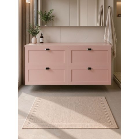 Gabinete para Banheiro com Tampo 160cm Retro MDF Rosa Milano - On Móveis