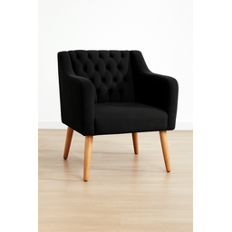 Poltrona Cadeira Luxo e Decorativa Capitone para Sala de Estar - Preto - Jrc Moveis - 1