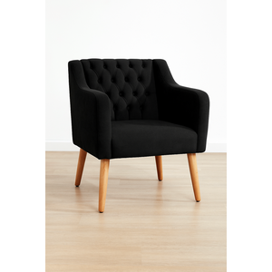 Poltrona Cadeira Luxo e Decorativa Capitone para Sala de Estar - Preto - Jrc Moveis