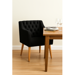 Poltrona Cadeira Luxo e Decorativa Capitone para Sala de Estar - Preto - Jrc Moveis - 2