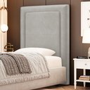 Ver imagem 1 de Cabeceira Cama Box Solteiro Alba 90cm com Frame Veludo Bege Claro - Desk Design
