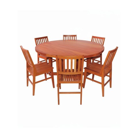 Conjunto Mesa Redonda 1,2 m com 6 Cadeiras Madri Madeira Maciça