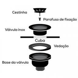 Válvula Inox Extra-brilho Tipo Americana 4.1/2" C/pino Plástico Cromado - 4