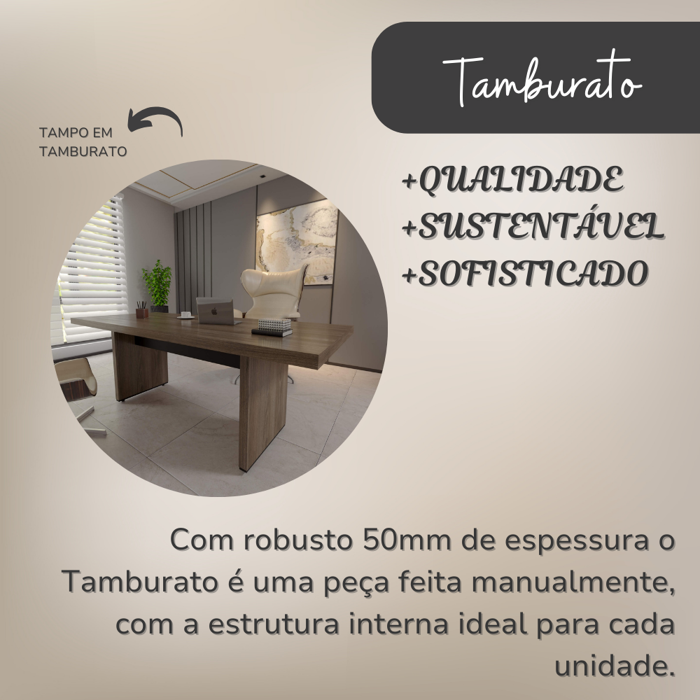 Mesa para Escritório e Reunião 2 Metros Tamburato - 14