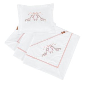 Manta Bebê com Almofada Bordada Flores 2 Pçs-batistela Baby