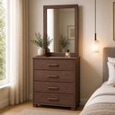 Ver imagem 1 de Cômoda para Quarto 4 Gavetas com Espelho Decorativo Madeira Maciça Zahav F06 Café - Lyam Decor