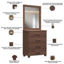 Ver imagem 5 de Cômoda para Quarto 4 Gavetas com Espelho Decorativo Madeira Maciça Zahav F06 Café - Lyam Decor
