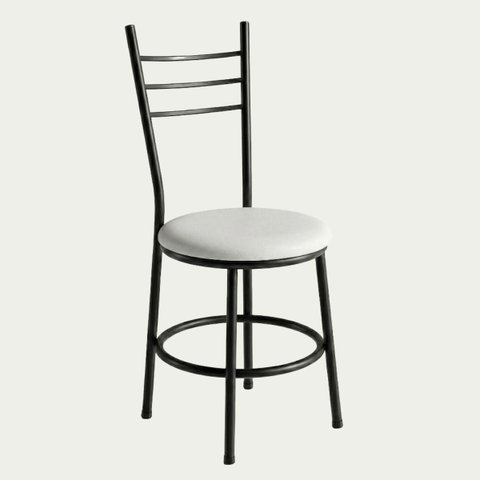 Cadeira Buffet em Aço Ideal para Sala de Jantar Cozinha Confortável Estrutura Preto Liz:Branco
