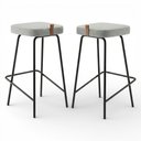Ver imagem 1 de Kit 02 Banquetas Altas Cozinha e Área Gourmet Vik Estofada Linho Cinza - Desk Design