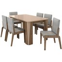 Ver imagem 1 de Kit Mesa de Jantar Opera com 6 Cadeiras Sinfonia em Linho Carvalho/fendi/cinza