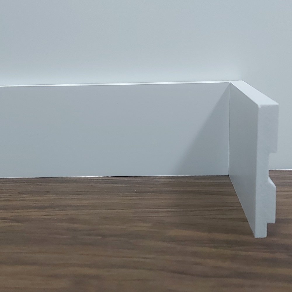 Rodapé de Poliestireno Liso - Branco - 7cm de altura (7x1x240cm) - 2
