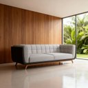 Ver imagem 1 de Sofá 3 Lugares 240cm Pés Madeira Premium Compose Bouclê Corino Sala Clinica Recepçao Luxo