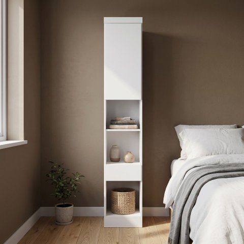 Módulo de Guarda Roupa Mesa de Cabeceira 1 Porta 1 Gaveta 100% MDF Cairo Branco/Neve