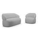 Ver imagem 1 de Kit Poltrona Giratória e Sofá Orgânico Living Glee 02 Lugares 140cm Linho Cinza - Desk Design